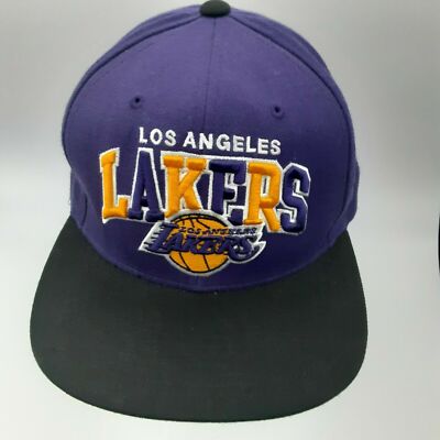 Los Angeles Lakers NBA Hat Cap Mitchell & Ness Snapback Purple Black Gold Script