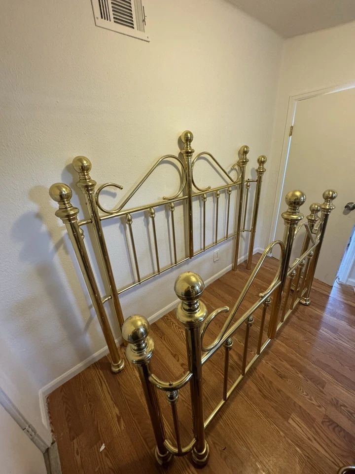 Vintage Brass Headboard And Footboard - Image 4 of 4