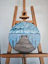 Sea painting on canvas.  Pier