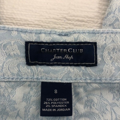 Charter Club Bristol Capri Jeans Size 8 Light Blue White Paisley Mid Rise Skinny - Picture 6 of 11