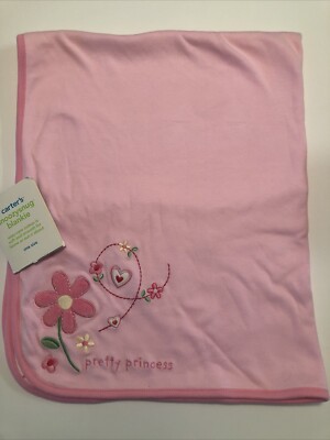 NEW Carters Pink Pretty Princess Girls Baby Blanket Cotton Floral