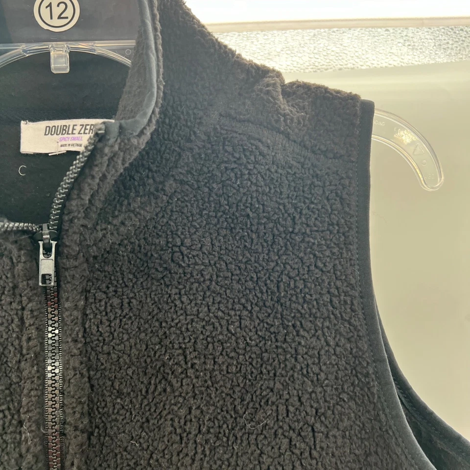 Double Zero Fleece Vest Womens Size Small Black Full Zip Collared Zip Pockets - Image 3 of 4