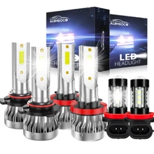 Combo 9005+H11+H11 LED Headlight Kit Fog light Bulbs High Low Beam 10000K White