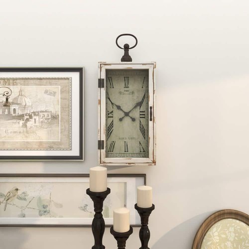 Litton Lane Wooden Pocket Watch Style Wall Clock 12"X28" With Hinged Door White - 第 8/11 張圖片