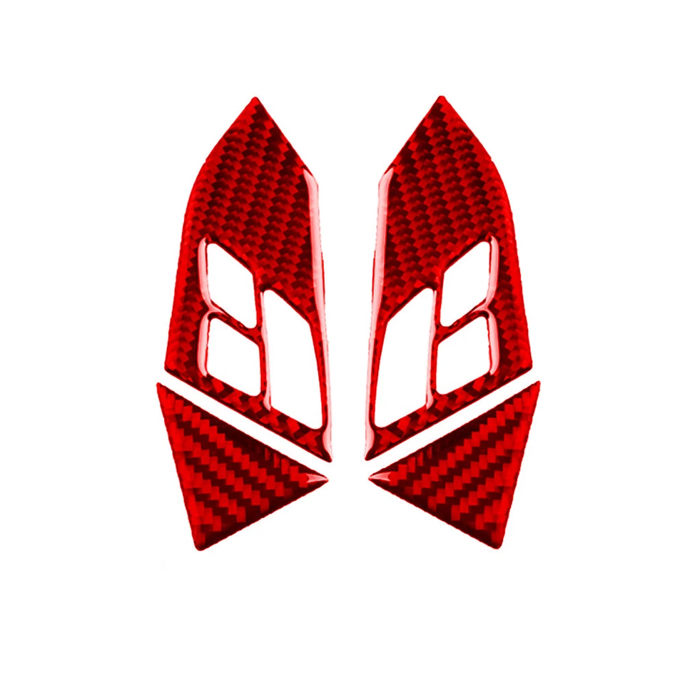 Pegatina de botón de volante de fibra de carbono roja 4 piezas para BMW 525i 528i Foto 4 de 4