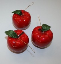Set of 3 Apples Holiday Tree Ornaments each 2.6 inches by 2 inches