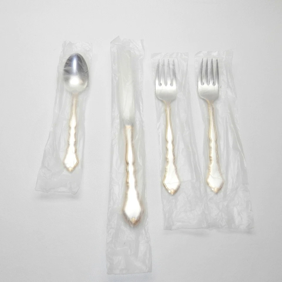 Новый Oneida США золотой ROYAL CHIPPENDALE 4 изделия лот салат вилка, нож, чайная ложка - Изображение 3 из 4