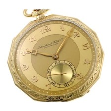 Orologio da tasca IWC piccoli secondi manuale cal.73 quadrante oro 14 carati ...