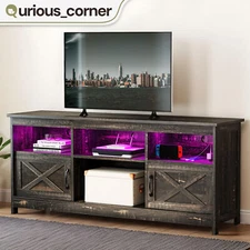 Farmhouse TV Stand Console for 32 to 65 inch Open Shelves with Power Outlets