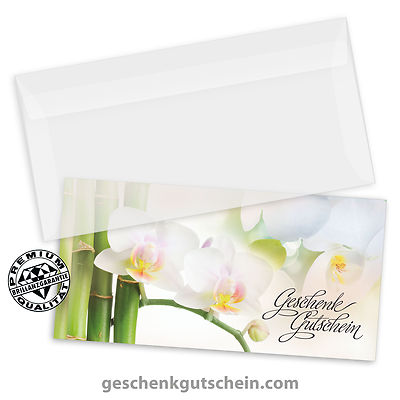 Gutscheinkarten ''DINlang'' mit Kuverts für Kosmetikstudio Beauty Wellness KS9212