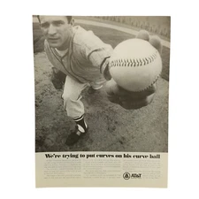 1967 AT&T Vintage Print Ad Bell Tel Labs Trying To Put Curves On His Curve Ball