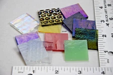 12 - 1" x 1" SAMPLER OF BULLSEYE GLASS ASSORTED MIX 90 COE FUSIBLE