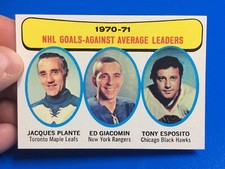 1971-72 Topps Hockey #6 Goals Against Leaders Plante Esposito NM/MT sharp!