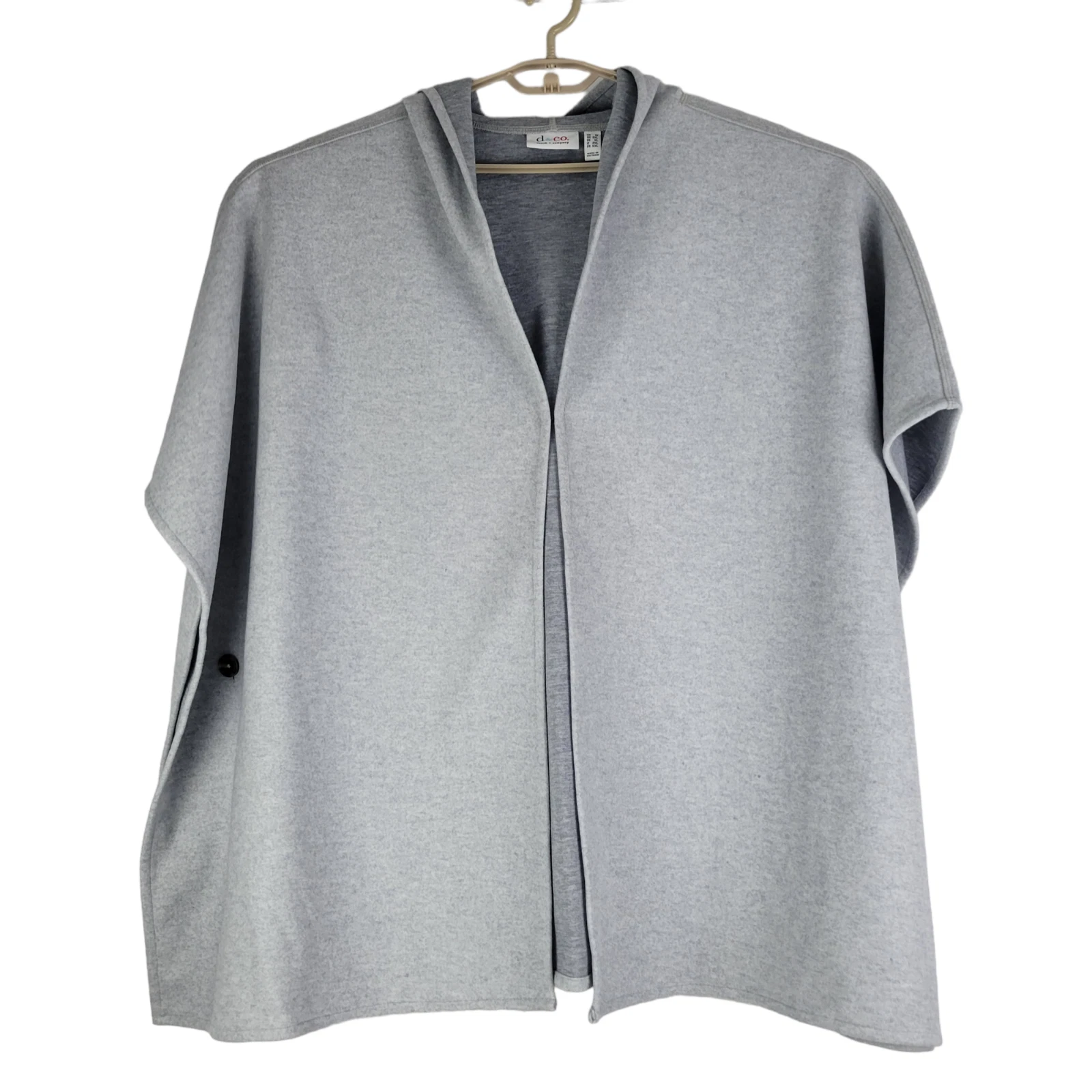 Denim & Co. Womens Gray Cozy Button Side Poncho Hooded Jacket Cape size 1X