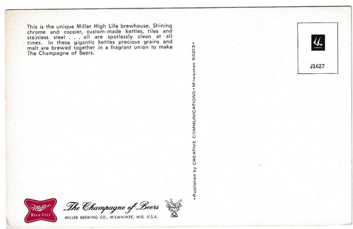 Miller High Life Brewhouse Kettles, Milwaukee, Wisconsin, Advertising Postcard - Picture 2 of 2