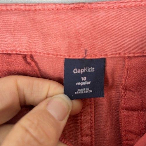 GAP Kids Girls 10 Regular Orange Midi Short Cuffed Cotton Stretch Bermuda Pocket - Picture 9 of 11