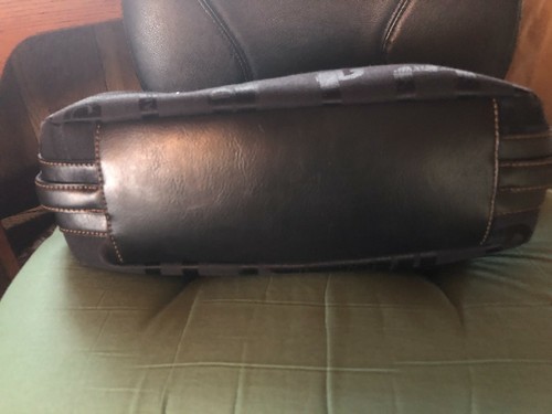 ETIENNE AIGNER HANDBAG PURSE SATCHEL SIGNATURE BLACK LEATHER TRIM - Picture 9 of 9