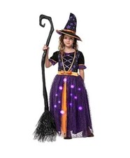 US Girls Witch Halloween Costume Light Up Dress Up New In Bag Medium Dress 8/10