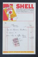 1936 Invoice OIL SHELL for Canister Engine Oil Can Illustrated Billhead 109