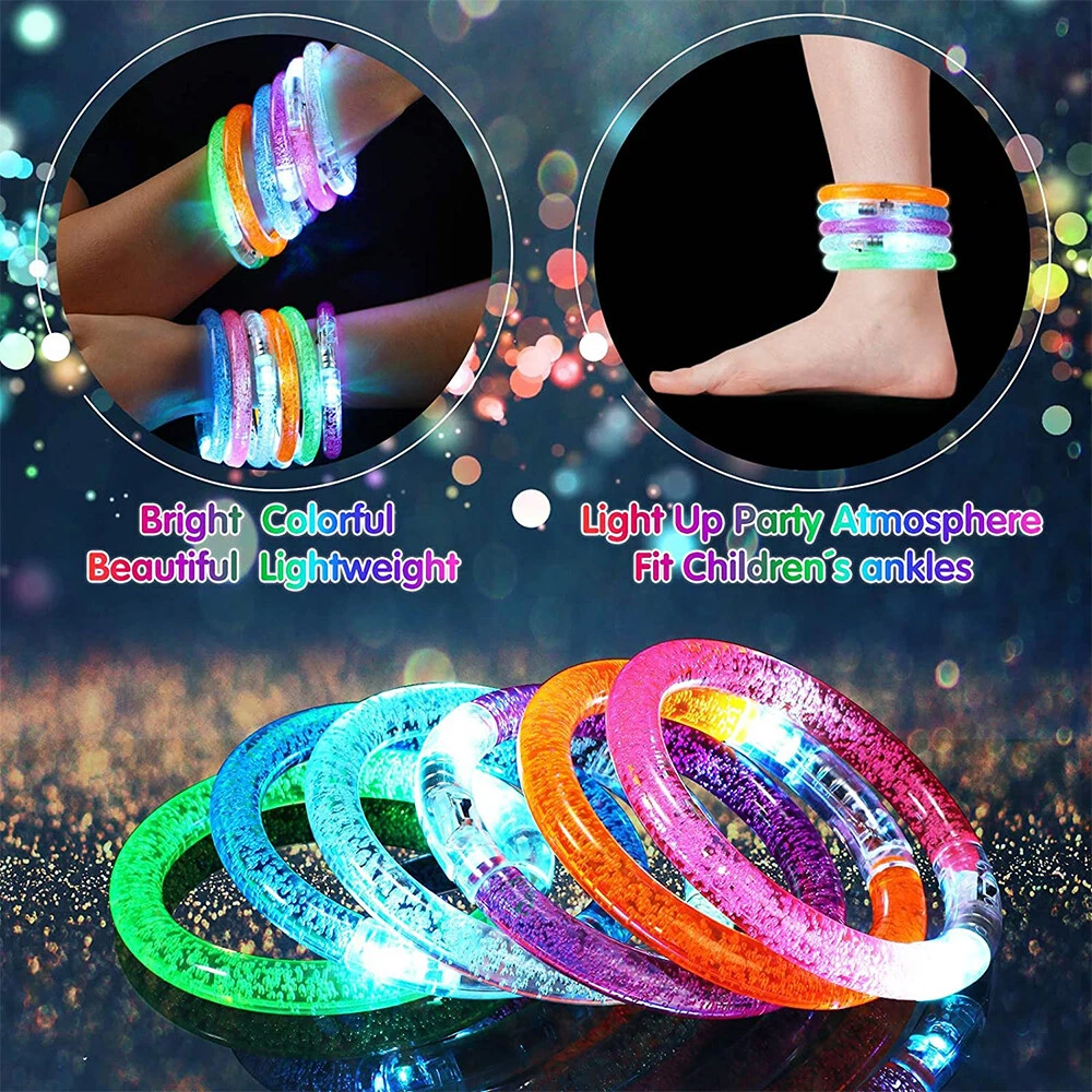 Unisex LED Bracelet Light Up Acrylic Bangle Glow Party Bag Filler