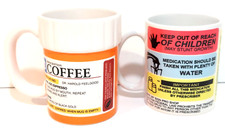 Set of 2 FUNNY Coffee Mugs Novelty Prescription Pill Bottle Pharmacy Rx Medicine