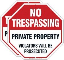    No Trespassing Sign, Private Property Sign, 2 Pack 12x12 Aluminum