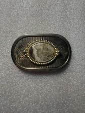 Western Style Oval Belt Buckle with Polished Cabochon Stone Vintage