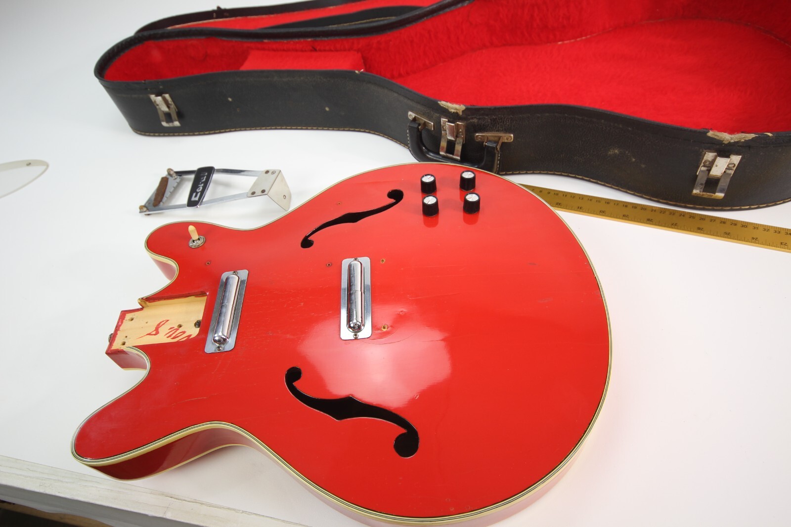 1967 Vintage Coral Firefly Danelectro original Semi Hollow body Super Rare RED - Picture 7 of 24