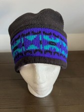 VINTAGE Maureen Of The Mews Ski Hat Black Beanie Knit Cap One Size 80's USA MADE