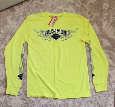 Harley-Davidson Old Glory Laurel MD Safety Yellow Long Sleeve T-Shirt M