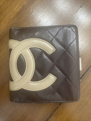 Authentic CHANEL Cambon Quilted Leather Compact Clutch Wallet France