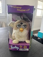 1998 1st EDITION Tan White Furby with Green Eyes In Original Box