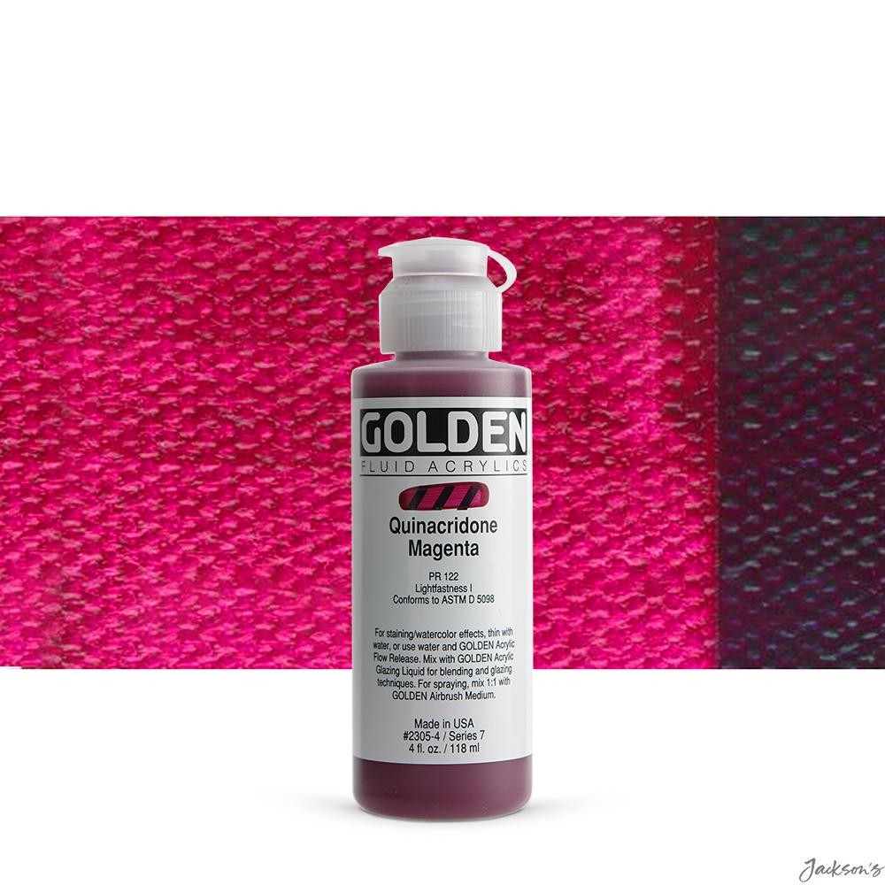 Golden Fluid Acrylic Paint 118ml Quinacridone Magenta For Spraying Brushing S...