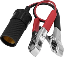12V Battery to Cigarette Lighter Socket Adapter with Alligator Clips 11.8" Cable