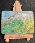 ACEO Original Landscape Mountain Floral Field Flowers Hills Wax Painting — photo 3