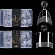 Square Toe Nail Tips&Xs Almond Acrylic Nails Tips Short Half Cover Soft Gel Pre-