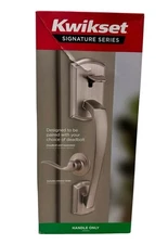 Kwikset Prescott Satin Nickel Metal Door Handleset Only with Tustin Door Handle