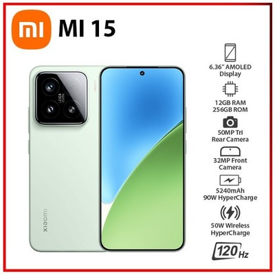 (New) Xiaomi 15 5G 12GB+256GB GREEN Dual SIM Unlocked Android Mobile Phone