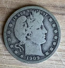 1909-D 90% Silver Barber Quarter VG