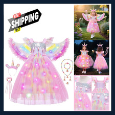 Kids Unicorn Costume for Girls LED Light Up Princess Dress Up Role Play Toddler