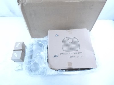 MR Direct Drop In Stainless Steel Double Offset Bowl Kitchen Sink w/ Grates Etc.