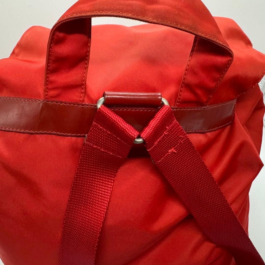 PRADA Tessuto Nylon Drawstring Backpack Red Authe… - image 9