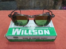 Vintage 1968 Willson Contour Spec Green Folding Safety Glasses w/ Side Shields
