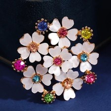 Bouquet of Flower Brooch Pin Rhinestone 1.75" retro fashion jewelry G1