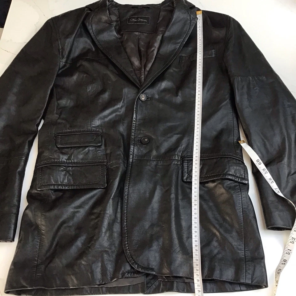 Oliver Sweeney Men's Large Black Leather Jacket STUNNING QUALITY & CONDITION  - Image 3 of 4