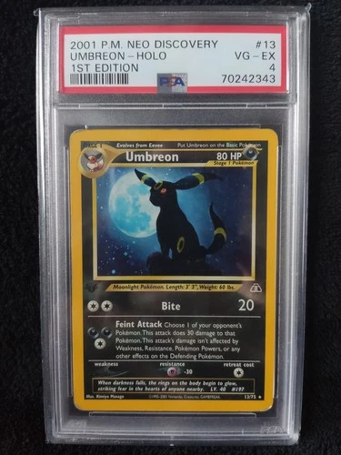 ⭐ Pokemon Umbreon 1st Edition Holo 13/75 Neo Discovery | PSA 4 VG/EX ⭐