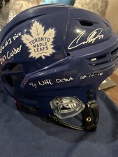 Auston Matthews Signed Full Sized Maple Leafs Bauer Helmet w/ 3 Inscriptions /34