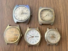 Lot of 5 Vintage Mens Wristwatches All AS IS Not Running for Parts
