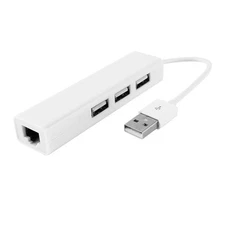 3 Ports USB 2.0 Hub 10/100Mbps RJ45 Ethernet Network LAN  
