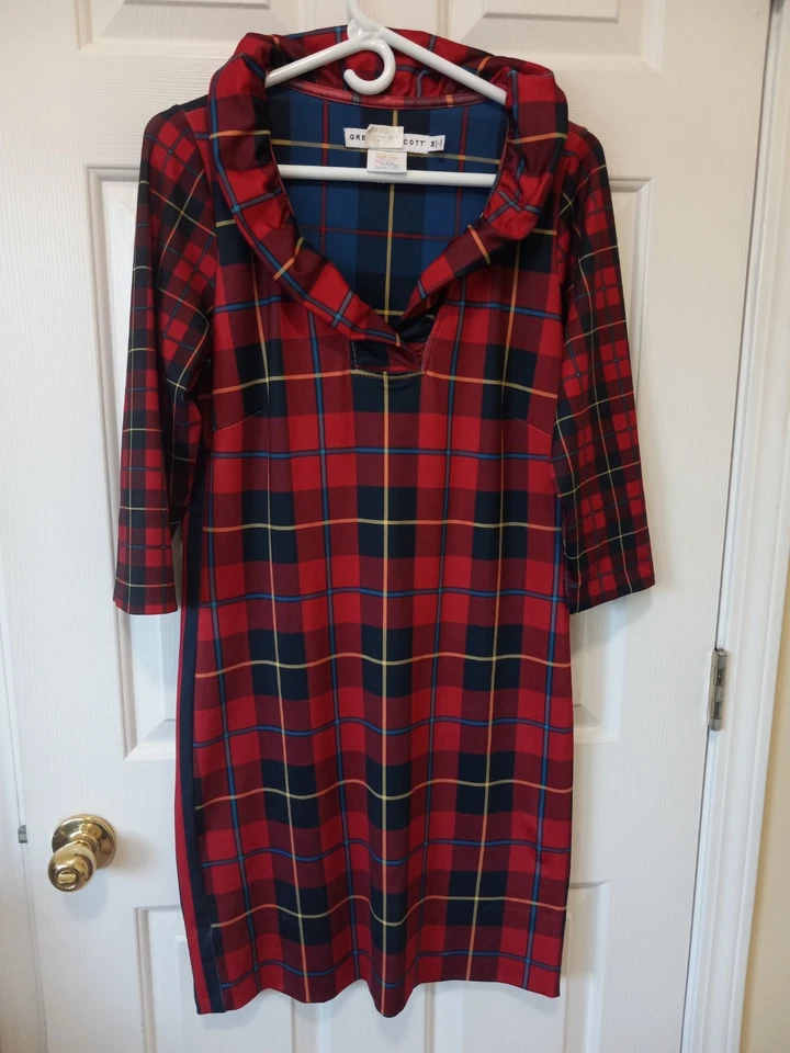 Vestido para mujer GRETCHEN SCOTT a cuadros poliéster Sp cambio informal vacaciones carrera M Foto 2 de 4